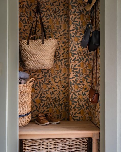 Curtain Hallway, Closet Wallpaper, Boot Room Utility, Entryway Door, Hallway Closet, Inside Closet, Boot Room, Entryway Hallway, Door Curtain