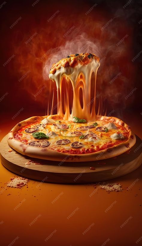 Premium Photo | A pizza with a slice of pizza being melted on it Pizza Menu, Slice Of Pizza, Flowers Craft, Paper Flowers Craft, Pizza Lovers, Pizza Slice, A Pizza, Premium Photo, Game Design