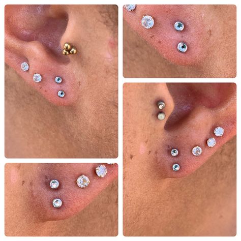 Double Stacked Lobe Piercing, Stacked Lobes, Stacked Lobe Piercing, Stacked Lobe, Ear Lobe Piercings, Lobe Piercings, Upper Lobe, Lobe Piercing, Men's Style