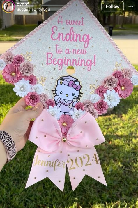 [Promotion] 69 Hot Hello Kitty Graduation Party Decorations Tricks You Don't Want To Miss This Autumn #hellokittygraduationpartydecorations Cherry Blossom Graduation Cap, Graduation Cap Designs Hello Kitty, Hello Kitty Graduation, Senior Year Fun, Graduation Cap Decoration Diy, Graduation Party Cake, High School Graduation Cap, Senior Stuff, Hello Kitty Merchandise