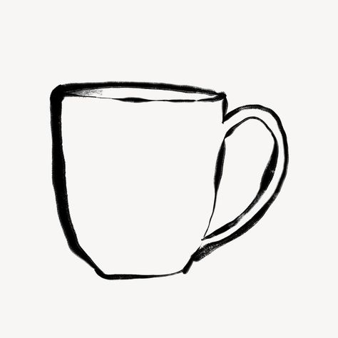 Coffee Line Illustration, Mug Sketch, Coffee Cup Doodle, Cup Illustration, Coffee Cup Illustration, Drawing Cup, Coffee Mug Drawing, Coffee Line, Mug Drawing