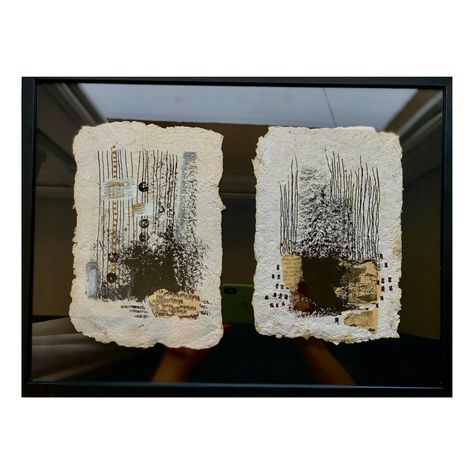 Nina Narimanishvili, Inside Out 5, 2019, Mixed Media on Handmade Paper | Chairish Textured Paper Art, Tea Bag Art, Scrap Fabric Crafts, Collage Art Projects, Paper Collage Art, Collage Techniques, Handmade Collage, Collage Art Mixed Media, Encaustic Art