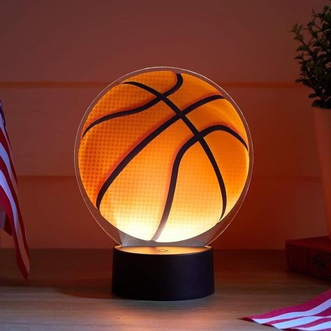 Amazon.com: Lights4fun, Inc. Basketball & American Football Battery Operated LED Bedroom Table Night Light : Home & Kitchen Basketball Themed Bedroom, Basketball Room, Led Bedroom, Barbershop Design, Teenager's Room, Bedroom Table, Table Lights, Acrylic Shapes, Wall Table