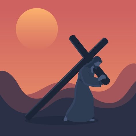 Jesus Carrying Cross, Jesus Carrying The Cross, Christ Carrying The Cross, Easter Good, Holy Friday, Carrying The Cross, Cross Drawing, Jesus Cartoon, Lincoln Logs