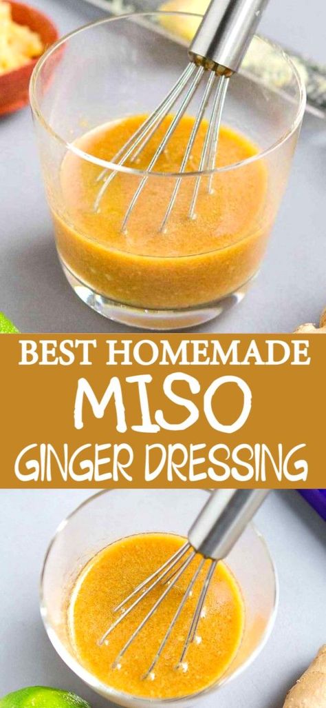 Vegan Singapore Recipes, Low Fat Dressing, Myplate Recipes, Ginger Dressing Recipe, Miso Dressing Recipe, Miso Recipes, Homemade Miso, Asian Salads, Healthy Dressing Recipes