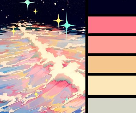 Oc Colour Palette, Fantasy Color Palette Concept Art, Art Color Pallets, Intense Color Palette, Dreamcore Color Palette, Fantasy Colour Palette, Cool Color Palette Art, Color Aesthetic Palette, Fox Color Palette