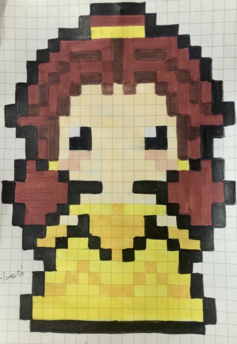 disney princess-pixel art Pixel Kawaii, Modele Pixel Art, Graph Paper Drawings, Pixel Art Tutorial, Easy Pixel Art, Pixel Art Templates, Pixel Drawing, Pix Art, Pixel Art Grid