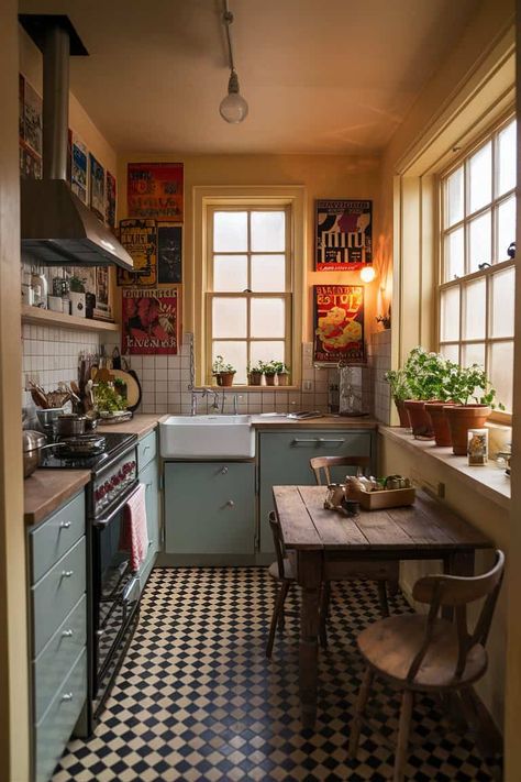 15 Small Kitchen Ways to Transform Your Space: A Pinterest-Worthy Guide French Small Kitchen, Tiny House Cozy, Small Apartment Renovation Ideas, Cute Small Kitchen Ideas Apartments, Kitchen Design Eclectic, Small Cottage Kitchen Design, Small Eat In Kitchen Ideas Layout, Small Studio Kitchen Ideas, Small Kitchen Ideas Apartment Decor Inspiration