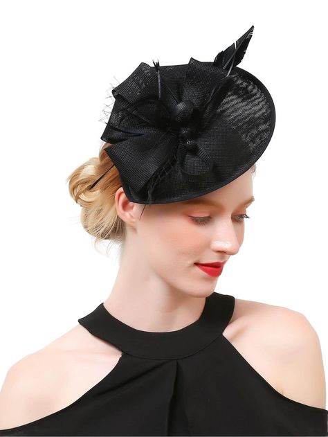 1pc Women Bow & Feather Decor Fascinator Headband, For Tea Party | SHEIN USA Bride Hair Accessories Headpieces, Derby Headband, Tea Party Wedding, Feather Decor, Party Headband, Tea Party Hats, Fascinator Headband, Wedding Fascinators, Feather Fascinators