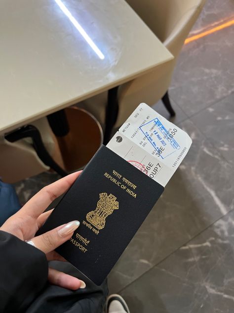 Getting Passport, Indian Passport With Tickets, Indian Passport Aesthetic, Aesthetic Passport Pictures, 2025vision Board, Passport Aesthetic, Iphone Board, Indian Passport, Version Board