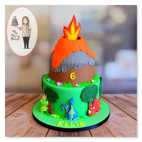 'Dino Inferno' - A bespoke Prehistoric Volcano themed Birthday Cake.  #TheMerryBaker #Bespoke #Volcano #BirthdayCake #PreHistoric #Dinosaurs #CakeArtist #BespokeCakes #CakeDesigner #Caker #InstaCake #CakesOfInstagram #CakesGlasgow #GlasgowCakes #CakesPaisley #PaisleyCakes #CakesJohnstone #CakesRenfrewshire #Glasgow #Paisley #SmallBusiness #Elderslie #Renfrewshire #Scotland 6th Birthday Cake, Volcano Cake, 6th Birthday Cakes, Prehistoric Dinosaurs, Poke Cakes, Themed Birthday Cakes, Birthday Cake Kids, 6th Birthday, 3rd Birthday