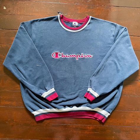 Vintage Champion Ringer Crewneck 90s Champion... - Depop Champion Crewneck Outfit, Crewneck Outfit, Merch Collection, Champion Crewneck, Champion Sweatshirt, Vintage Champion, Summer 24, Vintage Tags, Aesthetic Clothes