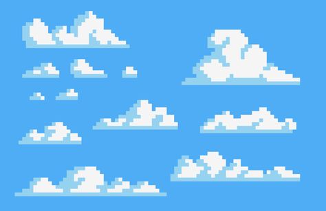 Clouds pixel art Cloud Pixel Art, Easy Pixel Art Ideas, Background Clouds, Pixel Background, Pixel Art Maker, Pixel Art Landscape, Modele Pixel Art, Art Maker, Piskel Art