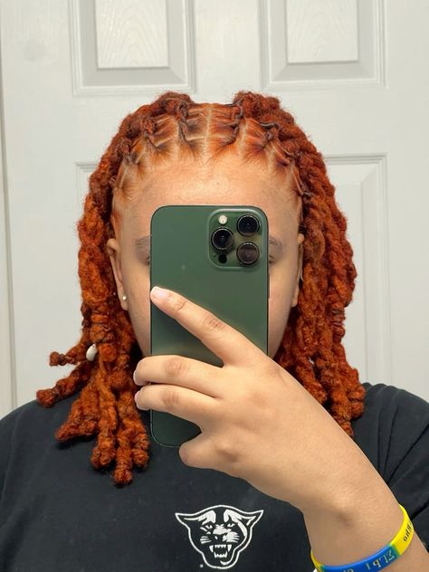 Orange Locs, Ginger Locs, Dreads Short Hair, Dreadlocks Hair Care, Short Dreadlocks Styles, Dreads Styles For Women, Wear Headphones, Dreadlock Hairstyles For Men, Beautiful Dreadlocks