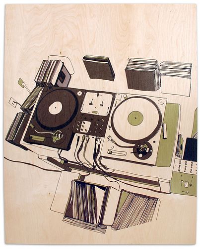 uv print back2theclassic_wood Turntable Illustration, Turntables Art, Table Illustration, Dj Room, Music Podcast, Dj Art, Dj Set, Music Illustration, Real Hip Hop