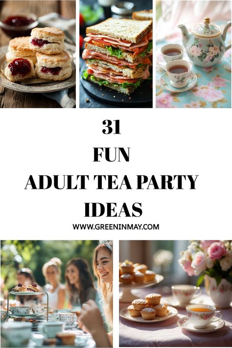 Discover 31 Fun Adult Tea Party ideas that will transform any gathering into an elegant affair! From delectable Tea Party Food Ideas to charming Outdoor Tea Party Ideas, this guide has it all. Whether you're planning a sophisticated Tea Party Birthday for an adult or looking for engaging Tea Party Games to entertain your guests, these creative suggestions will ensure your event is unforgettable. Elevate your tea party experience with these delightful and inspiring ideas!. Tea Party Foods For Adults, Tea Party Main Dish, High Society Tea Party, 30th Birthday Tea Party Ideas, 80th Birthday Tea Party Ideas, Tea Party Dinner Ideas, Tea Parties Ideas Ladies, Garden Party Ideas Food, Tea Party Adult Birthday