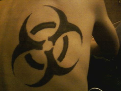 Drew on my brother :D toxic symbol Toxic Waste Symbol Tattoo, Toxic Waste Tattoo, Toxic Symbol Tattoo, Toxic Symbol, Toxic Waste, Symbol Tattoo, Symbol Tattoos, Pretty Tattoos, Body Tattoos