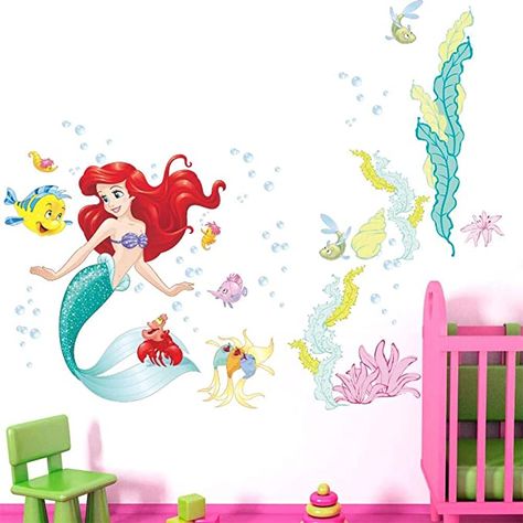 Amazon.com: Esmee Marine Mermaid Girl's Bedroom Wall Decals Stickers Wall Stickers Peel and Stick Removable Wall Stickers for Kids Nursery Bedroom Lovely Bathroom Living Room : Baby Diy Mural Art, Mermaid Wall Decals, Wall Stickers For Kids, Diy Mural, Princess Mermaid, Bathroom Wall Stickers, Bathroom Stickers, Mermaid Room, Bubble Wall