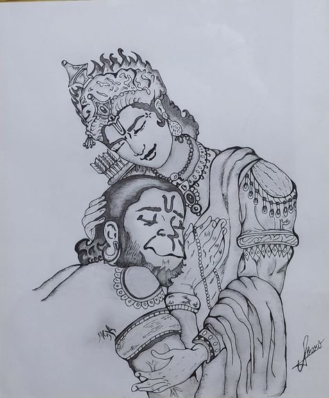 Ram And Hanuman Sketch, Ram Hanuman Sketch, Ram Sita Sketch, Shri Ram And Hanuman, Ram Hanuman Drawing, Shri Ram Sketch, Hanuman Drawing Sketch, Lord Ram Sketch, Friendship Drawings Sketches