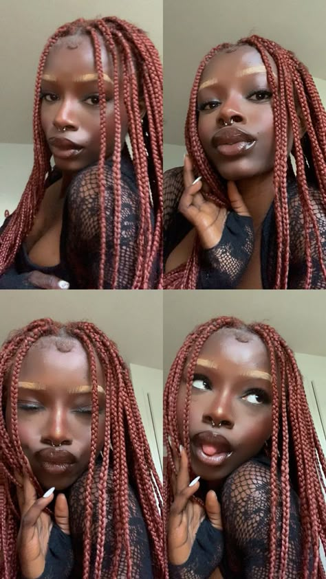 Dark Skin Braids Color, Ginger Braids, Different Hair Styles, Hair Twists, Colored Braids, Natural Hair Twists, Cute Box Braids Hairstyles, Cool Makeup Looks, Braids Locs