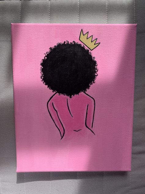 Baddie Canvas Art, Self Love Painting Ideas On Canvas, Y2k Canvas Painting Easy, Mini Canvas Art Pink, Baddie Paintings Canvas Easy, Painting Ideas On Canvas Aesthetic Vintage, Bratz Paintings Canvas, Boujee Paintings, Painting On Canvas Easy