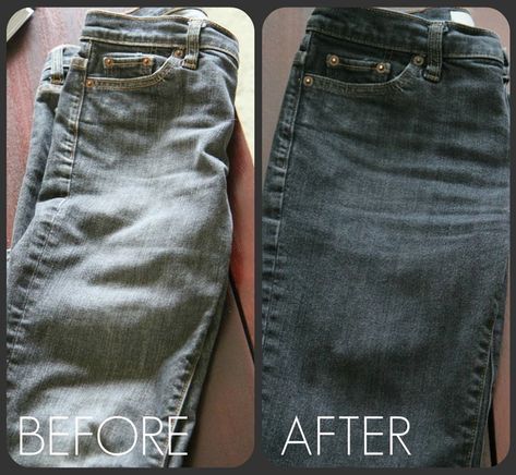 How To Dye a Faded Pair of Jeans darker with RIT dye from MomAdvice.com. You won't believe the BEFORE & AFTER on this pair of jeans! Stonewash Jeans, Ty Dye, Dye Jeans, Faded Jeans, Frugal Tips, Old Jeans, Renovation Ideas, Life Tips, Crafty Diy