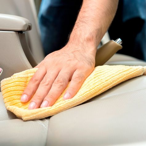 How to Get Stains Out of Car Seats in 5 Steps | The Family Handyman Clean Car Seats Stains, Clean Leather Car Seats, Leather Car Seat Cleaner, Clean Leather Seats, Car Seat Cleaner, Cleaning Leather Car Seats, Cleaning Car Upholstery, Clean Car Seats, Portable Carpet Cleaner