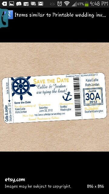 Boarding pass nautical wedding invite Cruise Weddings, Boarding Pass Save The Date, Safe The Date, Cruise Ship Wedding, Boarding Pass Invitation, Wedding Cruise, Cruise Party, Boat Wedding, Nautical Wedding Theme