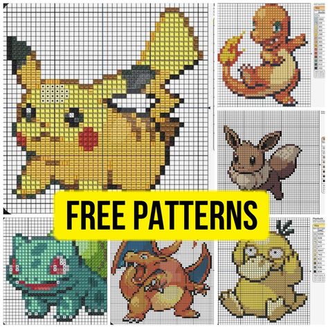 Free small cross stitch patterns with Pokemon characters. Cute Free Cross Stitch Patterns, Free Pokemon Cross Stitch Patterns, Cross Stitch Characters Patterns, Embroidery Pokemon Patterns, Bulbasaur Cross Stitch Pattern, Cross Stitch Pattern Pokemon, Cross Stitch Patterns Using Variegated Thread, Plastic Canvas Pokemon Pattern, Cottagecore Cross Stitch Pattern Free