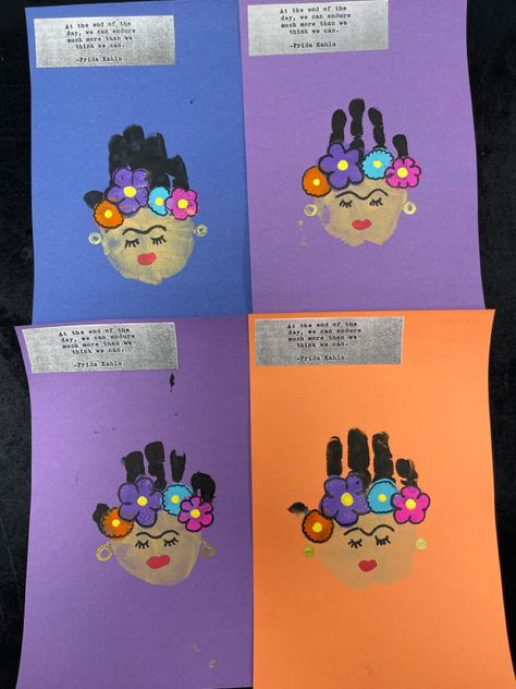 Handprint art for daycare Frida Kahlo For Preschool, Frida Kahlo Art Projects For Kids, Frida Kahlo Art, Handprint Art, Toddler Art, Kids Art Projects, Art Teacher, Projects For Kids, Preschool Activities