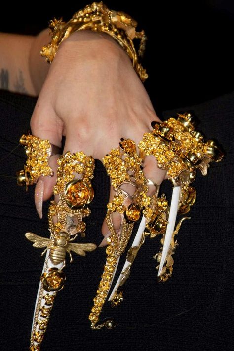 Lady Gaga jewelry!! Fame Perfume, Nail Armor, Blue Ring, Mori Girl, Fantasy Jewelry, Hand Jewelry, Princess Diana, Lady Gaga, Long Nails