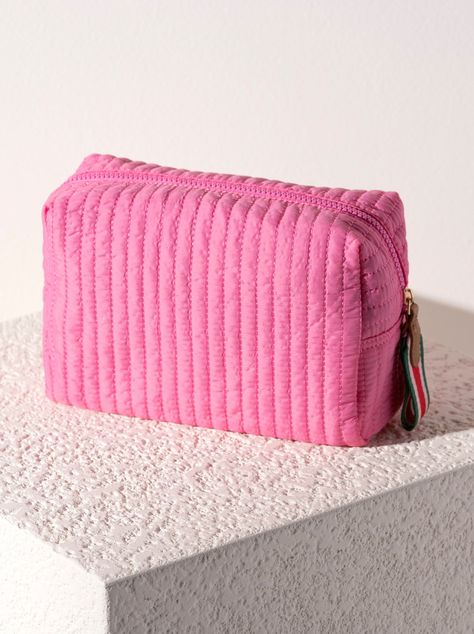 Shiraleah Ezra Quilted Nylon Large Boxy Cosmetic Pouch, Pink Hot Pink Makeup Bag, Preppy Pencil Pouch, Preppy Makeup Bag, Makeup Contouring, Cute Makeup Bag, Barefoot Dreams Blanket, Golf Socks Women, Pink Makeup Bag, Cute Makeup Bags