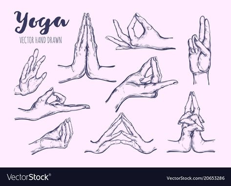 Yoga Spirituality, Yoga Hands, Drawing Set, Vector Hand, Bullet Journal Inspiration, Hand Illustration, Journal Inspiration, Hand Drawn, Vector Images