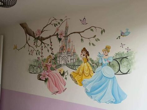 Disney Princess Mural, Princess Mural, Tema Disney, Baby Room Inspiration, Princess Room, Baby Rooms, Girl’s Room, Disney Decor, Awesome Bedrooms