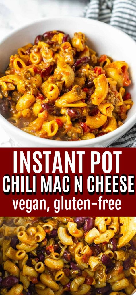 Vegan Chili Mac, Vegan Shredded Cheese, Chili Vegan, Mac And Cheese Healthy, Instant Pot Vegan, Chili Mac And Cheese, Instant Pot Recipes Vegetarian, Vegan Instant Pot Recipes, Favorite Pasta Recipes