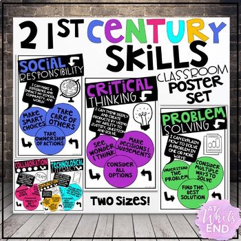 21st Century Skills Classroom Posters (11x17 and 8.5x11) by At Whit's End 21st Century Skills Posters, 21st Century Literature Poster, 21st Century Literature, Literature Posters, Student Reflection, 21st Century Classroom, Classroom Culture, 21st Century Skills, Board Decoration