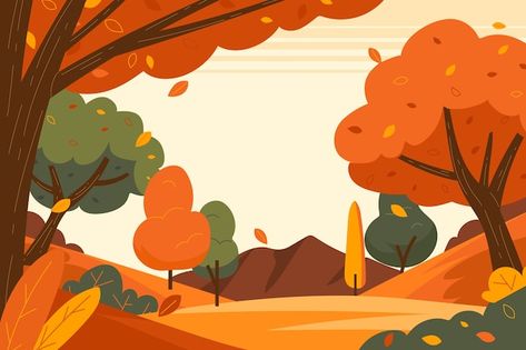 Free vector flat background for autumn c... | Free Vector #Freepik #freevector #autumn #fall-season #fall #autumn-season Autumn Vector, Autumn Celebration, Zoom Background, Flat Background, Tree Templates, Fall Trees, Vector Trees, Forest Background, Autumn Illustration