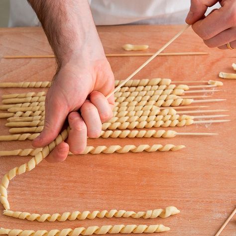 Homemade Flavored Pasta Dough, Homemade Fusilli Pasta, Fun Homemade Pasta Shapes, Homemade Rotini Noodles, Homemade Noodle Shapes, How To Make Different Pasta Shapes, How To Make Your Own Noodles, Homemade Penne Pasta, Easy Pasta Shapes