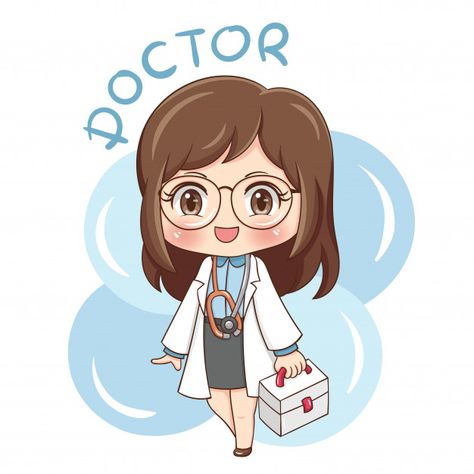 Female character character doctor illust... | Premium Vector #Freepik #vector Doctor Drawing, Girl With Glasses, Cartoon Girl, Female Character, A Doctor, Cartoon Character, Premium Vector