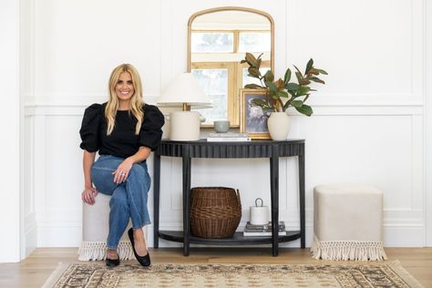 Our Latest Target Collection is Here! - Studio McGee Entryway Console Table Decorating, Transitional Entryway Decor, Black Console Table Decor, Studio Mcgee Entryway, Mcgee Entryway, Black Entry Table, Black Entryway Table, Small Table Decor, Small Entry Tables