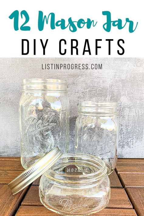 Check out these 12 projects to make with mason or ball jars.  Reuse and upcycle old jars (or buy a few new) to try these clever projects. #masonjar #balljar #kerr #canningjar #masonjarproject #diyproject Aesthetic Jar, Canning Jars Crafts, Uses For Mason Jars, Jar Painting, Mason Jar Planter, Crafts With Glass Jars, Aesthetic Plant, Mason Jar Kitchen, Tattoo Plant