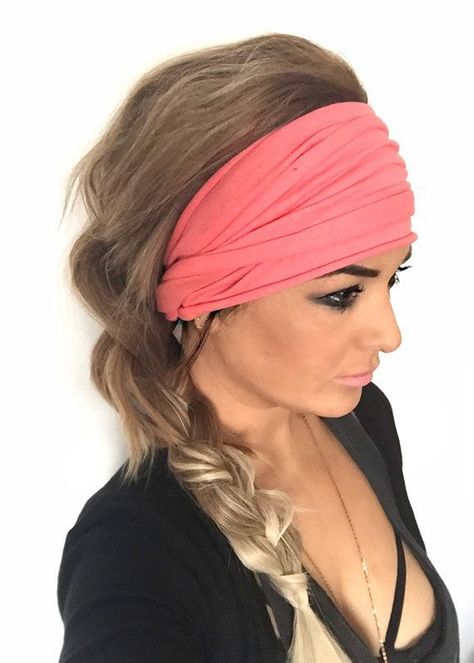 Biker Hairstyles, Motorcycle Hair, Biker Hair, Scrunch Headband, Motorcycle Hairstyles, Extra Wide Headband, Wide Headbands, Festival Headband, Jersey Headband