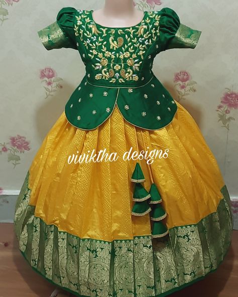 Pattu Pavadai Kids Blouse Designs Maggam Work, Kids Pattu Langa Blouse Designs Maggam Work, Baby Pattu Langa Designs, Kids Blouse Designs For Lehanga, Kids Pattu Langa Blouse Designs, Pattu Langa Blouse Designs For Kids, Kids Langa Blouse Designs, Pattu Langa Blouse Designs, Kids Pattu Langa Designs