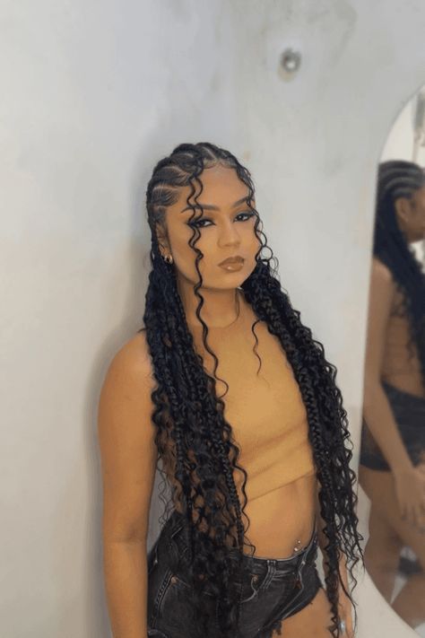 Fulani braids, effortless hairstyles, chic looks Fulani Braids Jumbo, Half Braids Half Sew In, Avatar Braids, Versatile Fulani Braids, Jumbo Fulani Braids, Half Braided Half Sew In, Braids Baddie, Intricate Cornrows, Fulani Braids With Curls