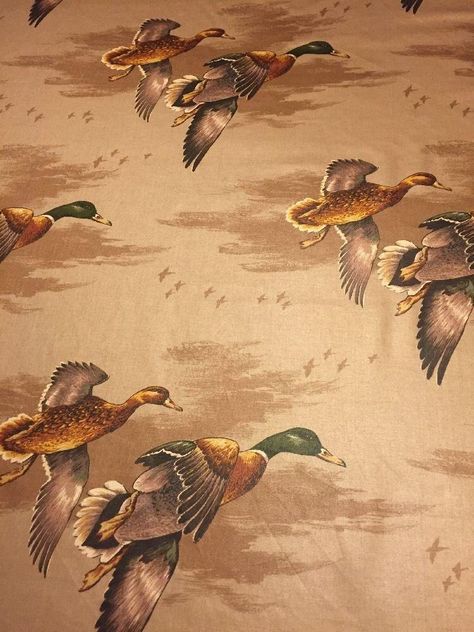 Vintage 5th Avenue By Domaratius Mallard Duck Hunting Cabin Fabric 104" X 55" | #1819241191 Hunting Cabin Wallpaper, Vintage Duck Wallpaper, Vintage Hunting Aesthetic, Duck Hunting Wallpaper, Hunting Fabric, Cabin Fabric, Mixing Fabrics Patterns, Hunting Backgrounds, Hunting Wallpaper