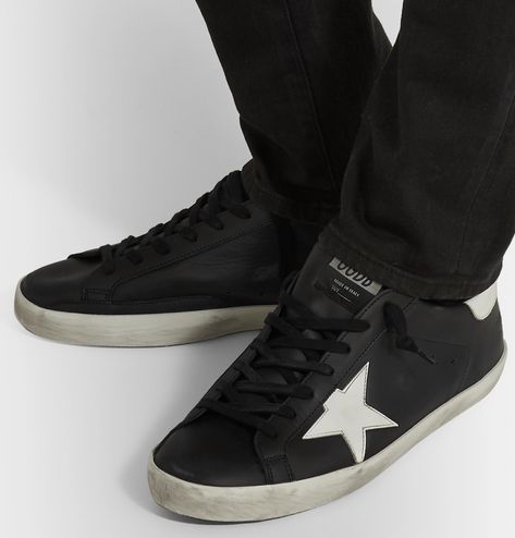 Golden Goose Black, Saint Laurent Jeans, Golden Goose Superstar, Golden Goose Sneakers, White Heels, Super Star, Suede Sneakers, Distressed Leather, Golden Goose