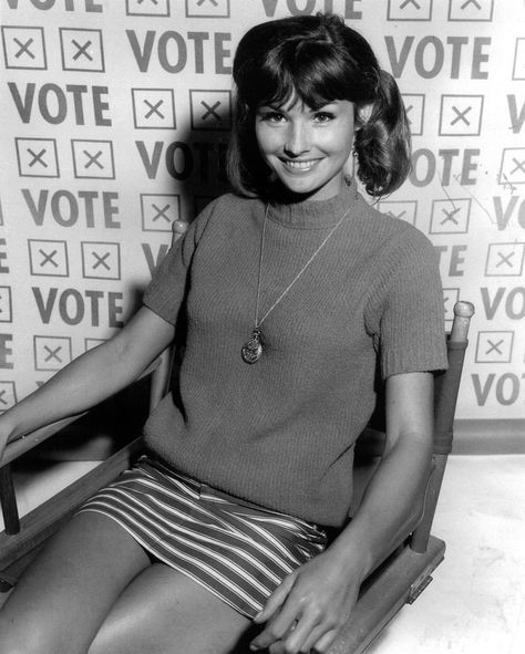 Sweater & Stripe Skirt | Lori Saunders Lori Saunders, Petticoat Junction, The Beverly Hillbillies, Vintage Hollywood, Classic Tv, Vintage Beauty, Looks Style, Actress Photos, Tv Stars