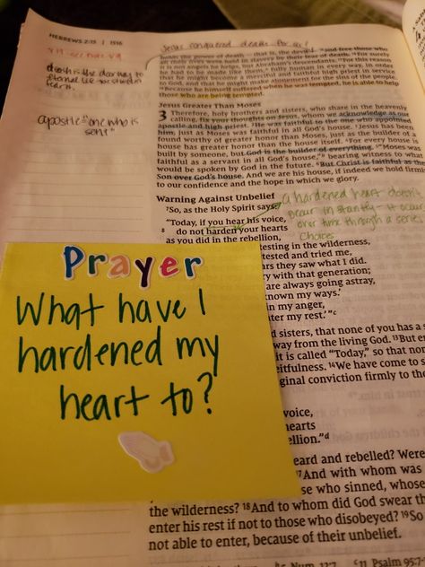 Hebrews 3:8 do not harden your hearts .  Makes me wonder what I have hardened my ❤  to? Easy tape in for Journaling. #Biblejournaling #Bibleillustrations Hardened Heart, Christian Reminders, Hebrews 3, Bible Learning, Creative Bible, Bible Illustrations, Study Tips, Bible Journaling, Hand Lettering