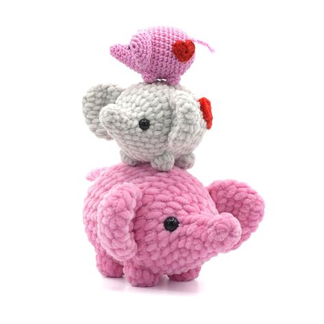 Crochet Elephant Pattern Free, Elephant Amigurumi, Crochet Elephant Pattern, Patterns For Kids, Mini Love, Easy Crochet Projects, Crochet Animals Free Patterns, Amigurumi Elephant, All Free Crochet