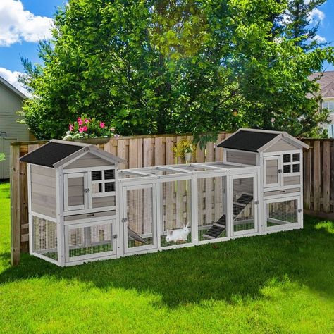 This Rabbit Hutch has room for several Bunnies , ones that can room together and ones who need to visit over the fence! Rabbit Playpen, Large Rabbit Hutch, Rabbit Enclosure, Guinea Pig Hutch, Large Bunny, Double House, Bunny Hutch, Indoor Rabbit, Large Rabbits